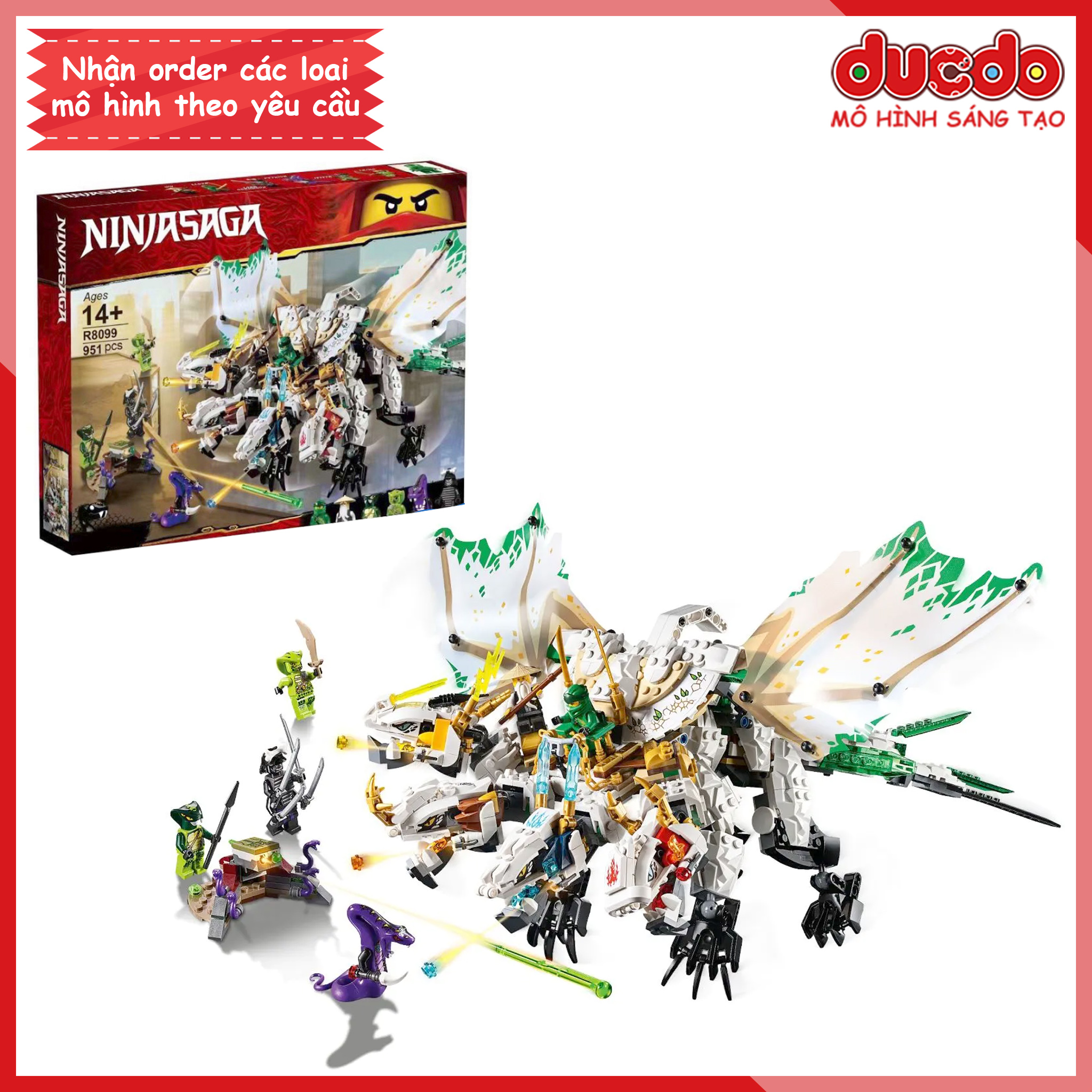 R8099 lắp ɡhép ninjago chúa tể rồng - the ultra dragon - đồ chơi xếp hình mô hình ninja 70679