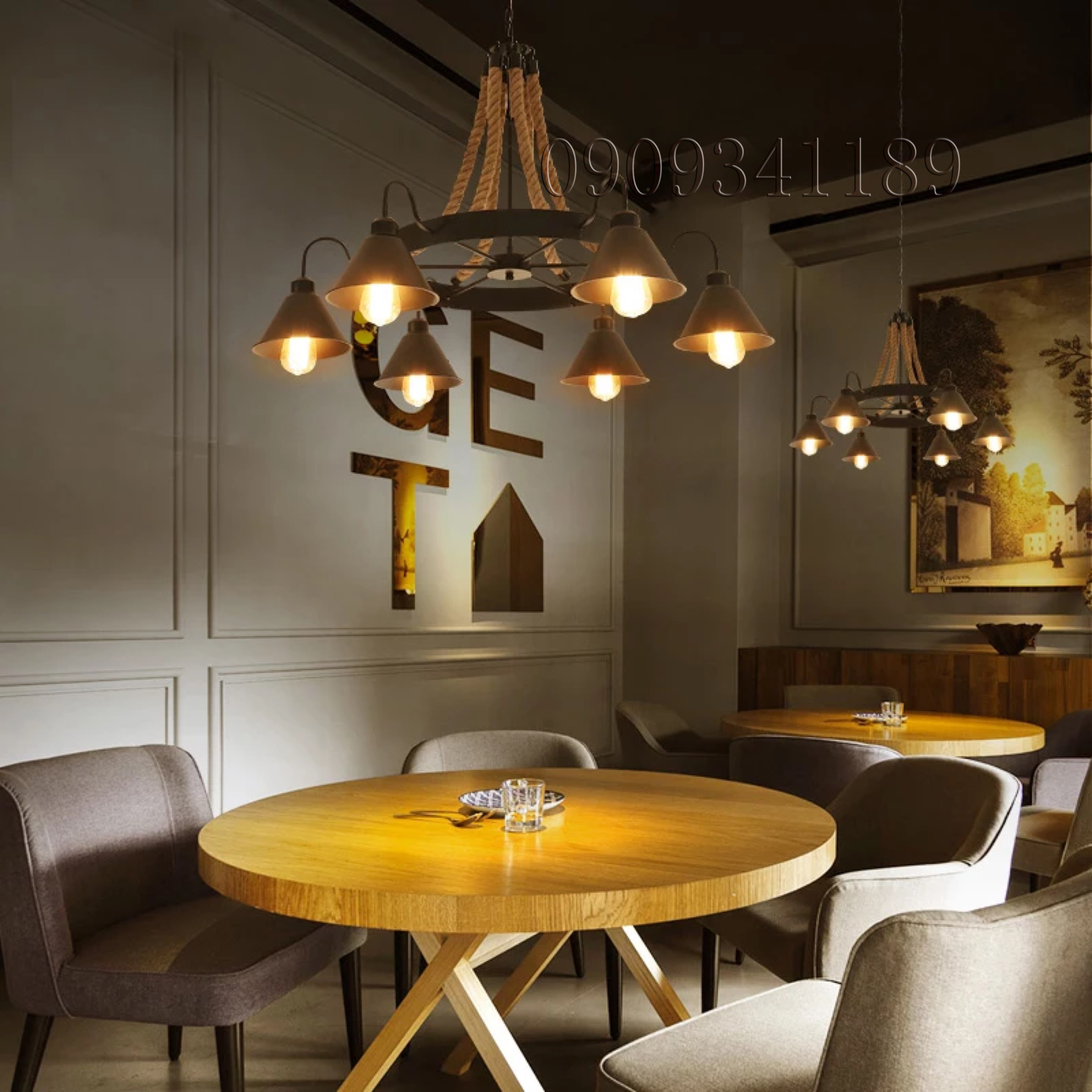 [HCM]Đèn thả dây thừngđèn trang trí quán cafesalon