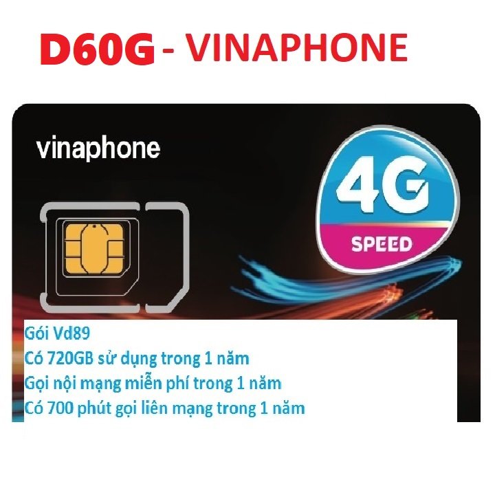 Freeship - chưa kích hoạt. sim 4g vina d60g - sim vina tốc độ cao và 4300 phút gọi mỗi tháng