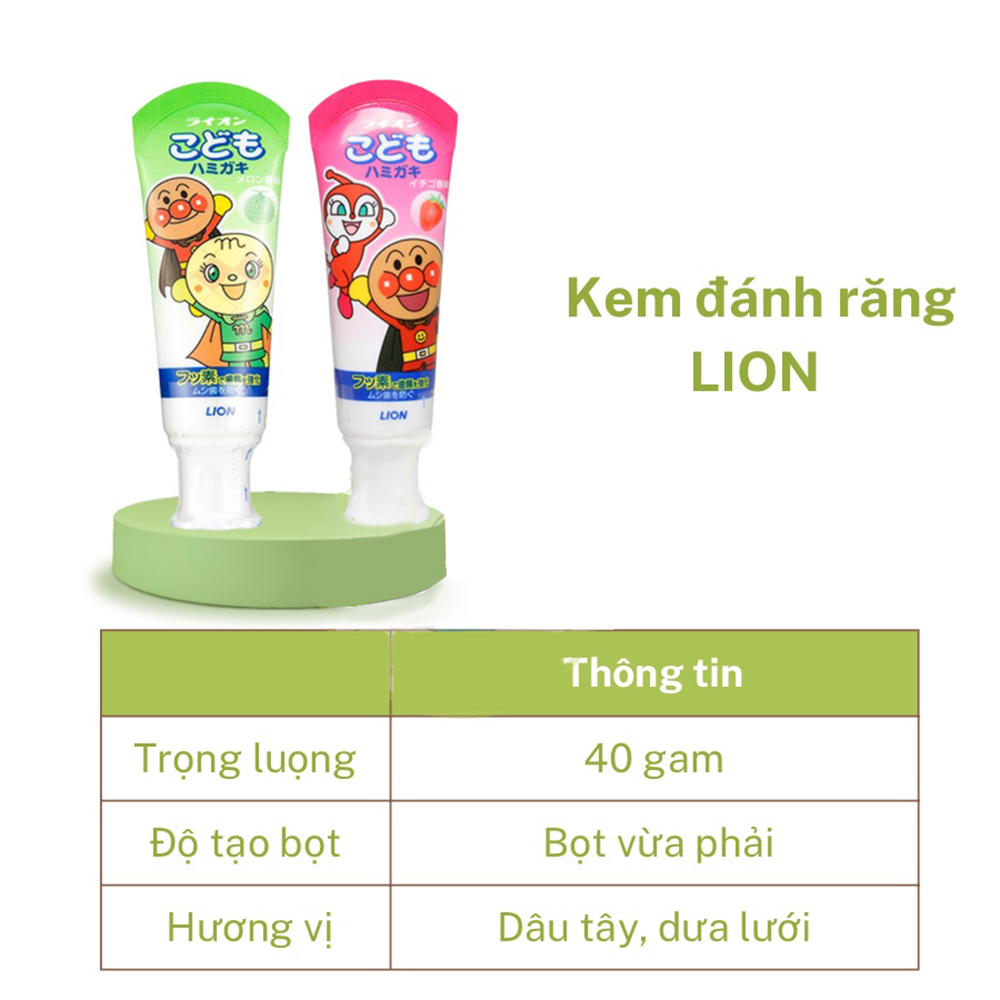 Kem đánh răng trẻ em nuốt được Lion