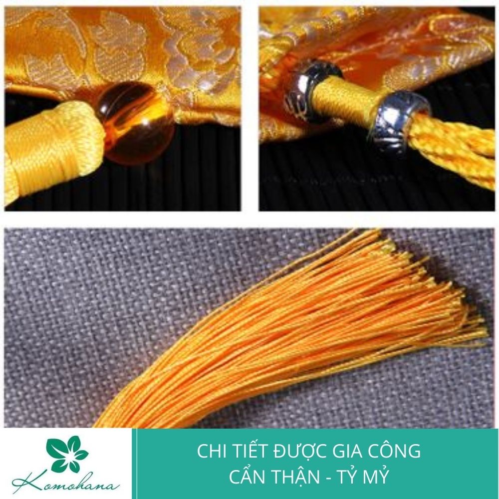 Lì xì Tết vải gấm có dây rút độc – đẹp – ấn tượng, hầu bao vải vuông túi gấm thêu cổ trang Komohana