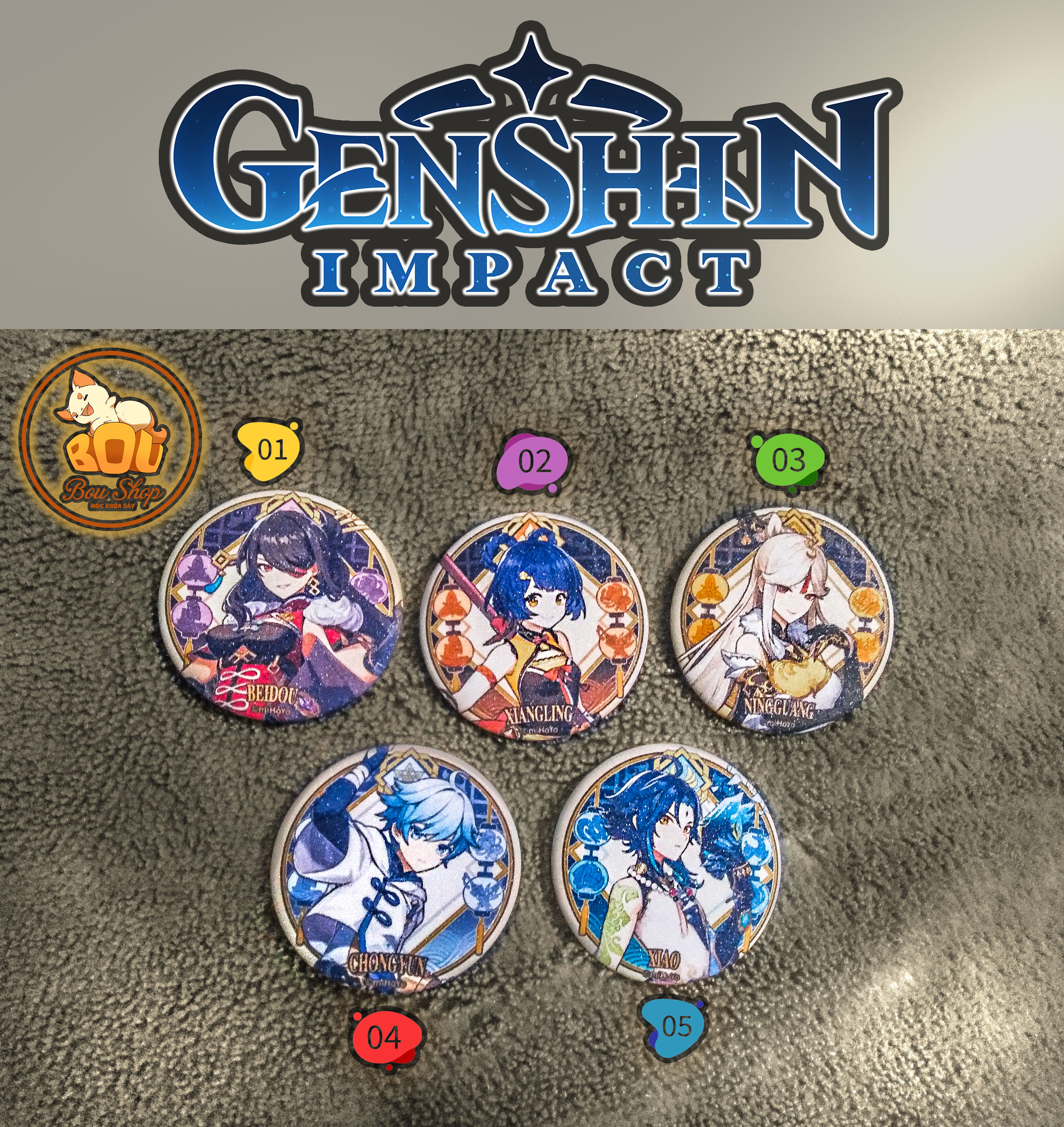 [HCM]Huy hiệu lấp lánh Genshin Impact 20 mẫu