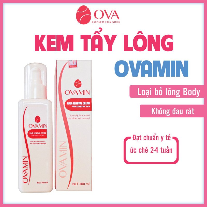 Kem tẩy lông Body OvaMin - triệt lông nách, chân, tay, bikini, vùng kín, an toàn và không gây kích ứng da, 100ml cao cấp
