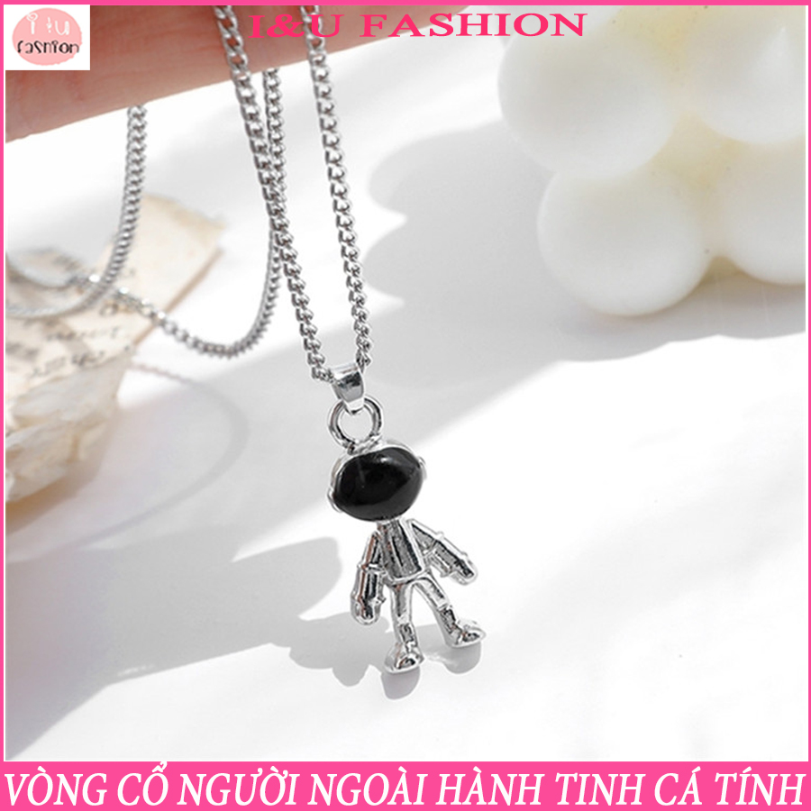 Dây Chuyền Vòng Cổ UNISEX Người Ngoài Hành Tinh Bản Lớn Cá Tính Cho Nam Nữ Kim Loại Màu Bạc Với Dây Đeo Dài Tiện Lợi Thời Trang Hip Hop VC-39