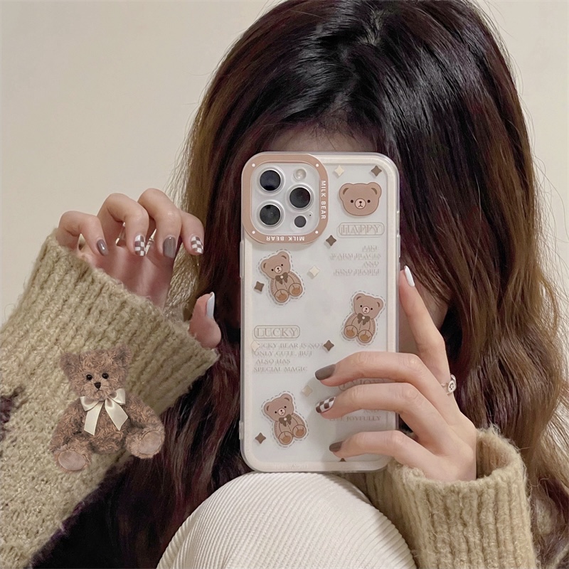 Ốp Lưng Silicon Chống Sốc Viền Nổi Milk Bear