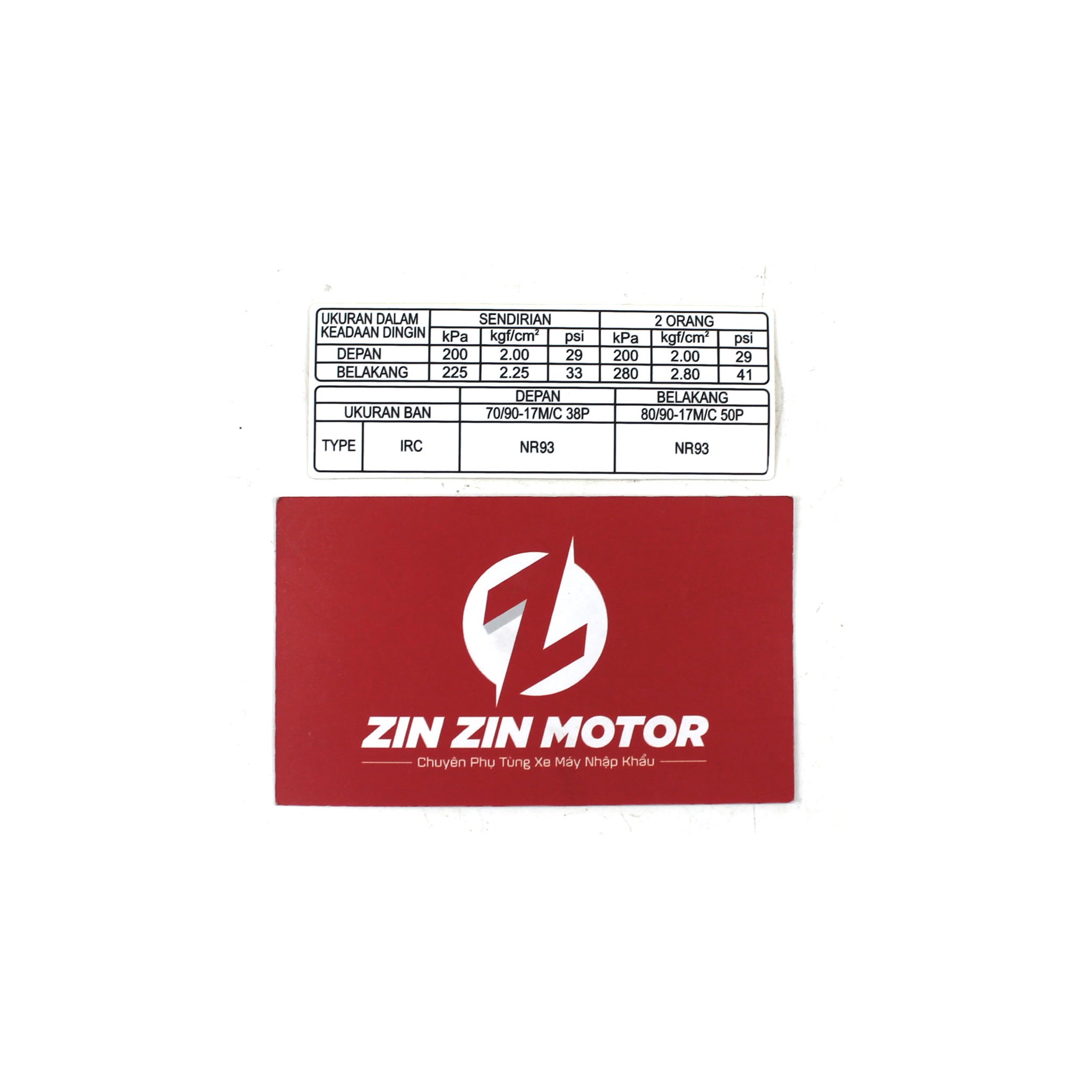Tem thông số dán gắp - satria fi, raider fi - 68332-12k00-000 - zin zin motor