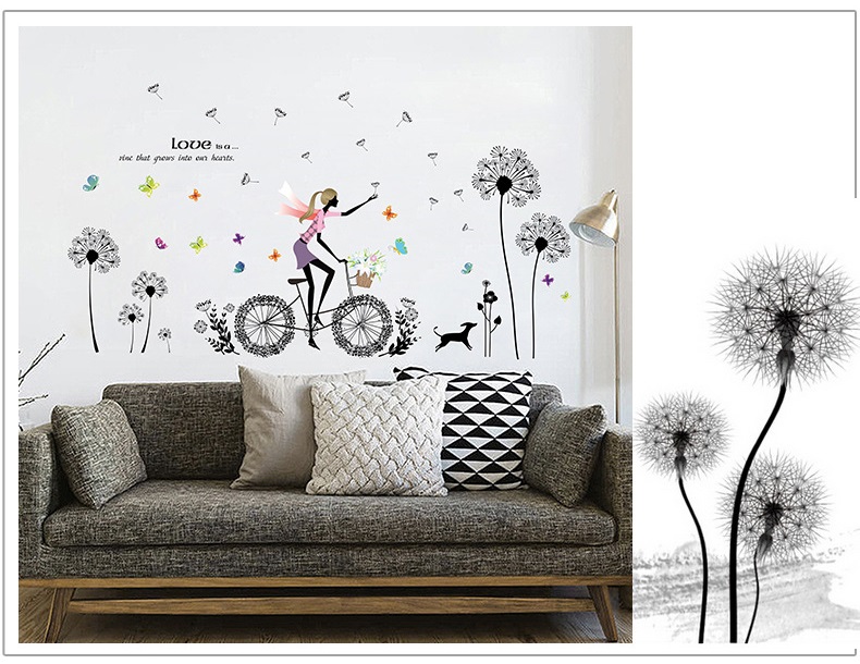 [HCM]Decal dán tường Cô gái và xe đạp trang trí phòng khách