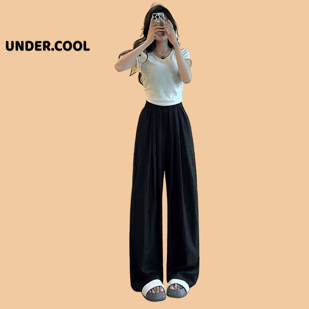 Quần đũi cạp chun ống rộng nhiều màu UNDERCOOL Culottes chất linen ống suông rộng