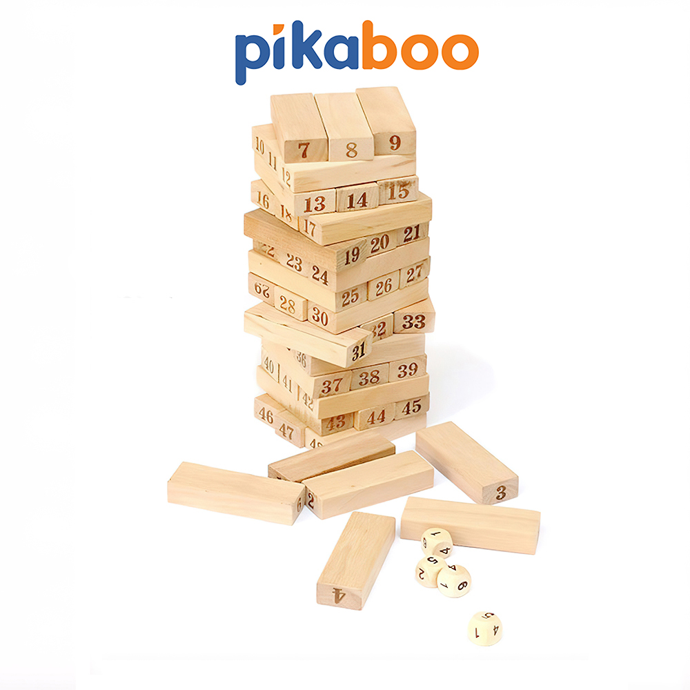 Trò chơi rút gỗ cao cấp Pikaboo 54 thanh kèm 4 xúc xắc