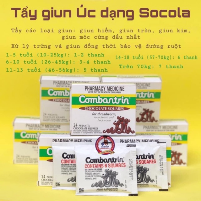 Lẻ 1 vỉ tẩy giun socola Úc