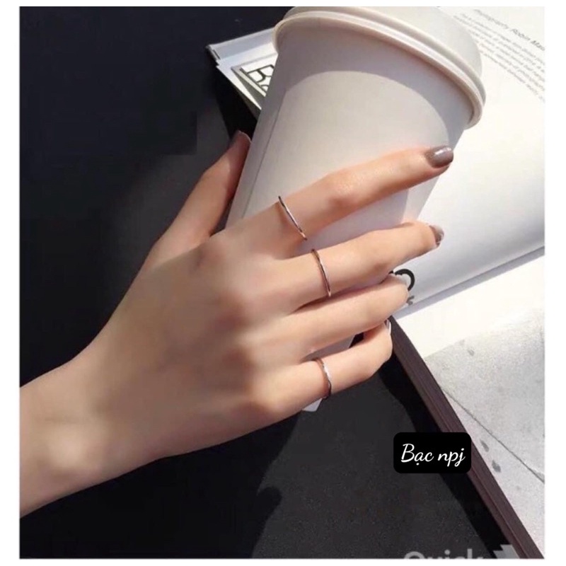Nhẫn chỉ trơn ️ Siêu Hot️ Bạc Ta, nhẫn nữ cá tính - Bạc Npj