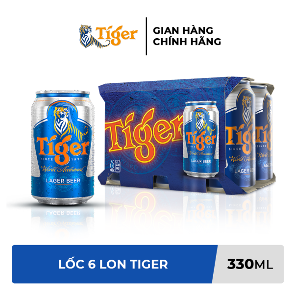 Lốc 6 lon bia Tiger 330ml/lon