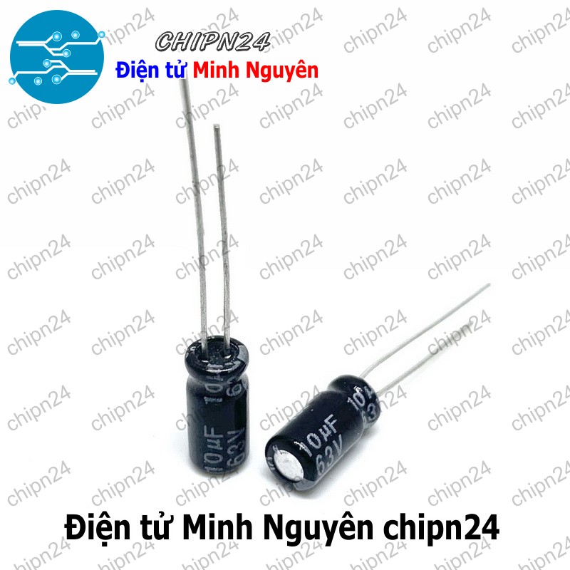[10 con] (F249) Tụ hóa 10uF 63V Đen (5x11mm) - HH005753