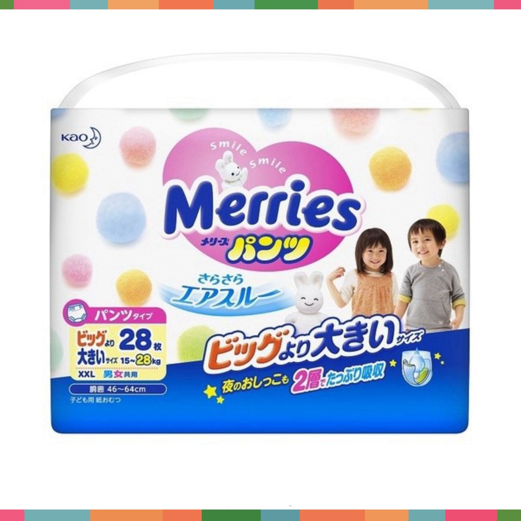 Tã/bỉm quần Merries size XXL - 26 miếng (Cho bé 15 - 28kg)