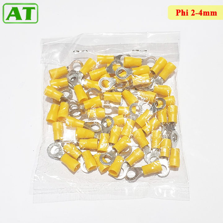 Đầu Cốt Điện Tròn, Đầu Cos Dây Điện Tròn Bọc Nhựa Cách Điện 2-4mm 5-5,5mm 5,5-6mm (Gói 50 Cái)