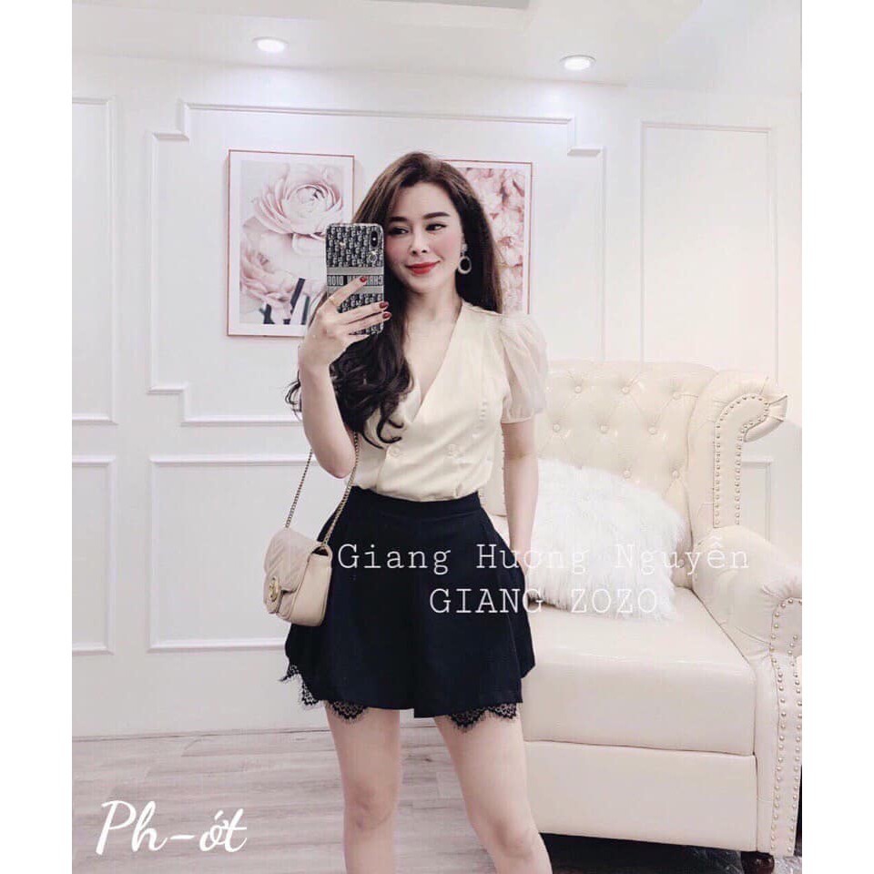 Quần sooc giả váy xếp li pha ren- Thời trang mùa hè 2021