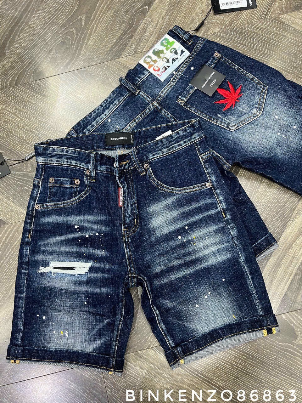 Quần short jean nam đen rách in logo, quần short nam chất bò vải dày co dãn mẫu mới cao cấp