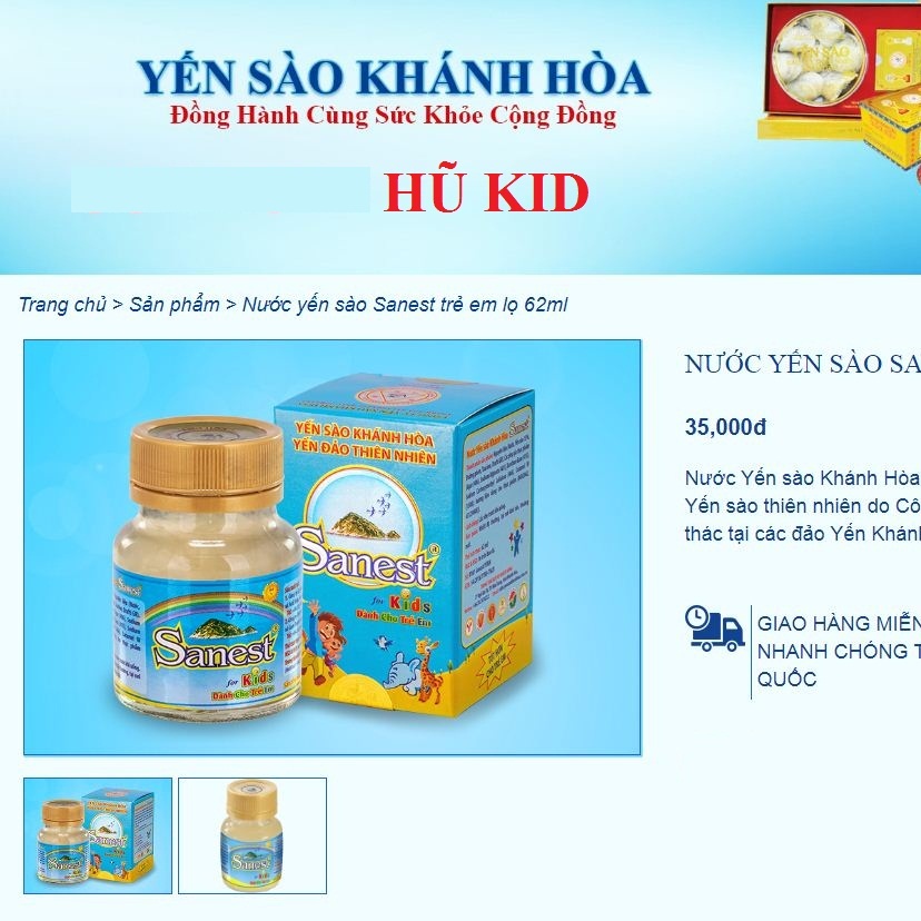 [HCM]Yến sào Khánh Hòa Sanest trẻ em