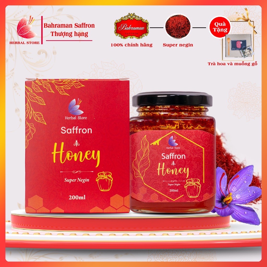 HỘP QUÀ TRÀ MẬT ONG SAFFRON KÈM THẢO MỘC