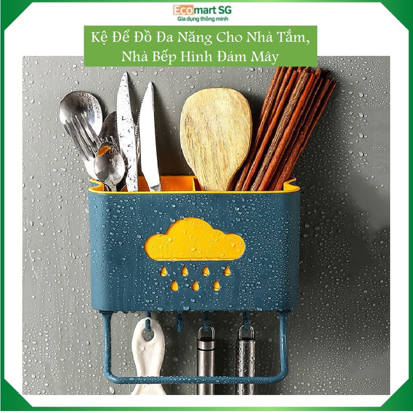 Kệ để đồ đa năng cho nhà tắm, nhà bếp hình đám mây kệ đựng đũa thìa nhà bếp hình đám mây mưa tiện ích kệ để đồ đa năng ecomart sài gòn