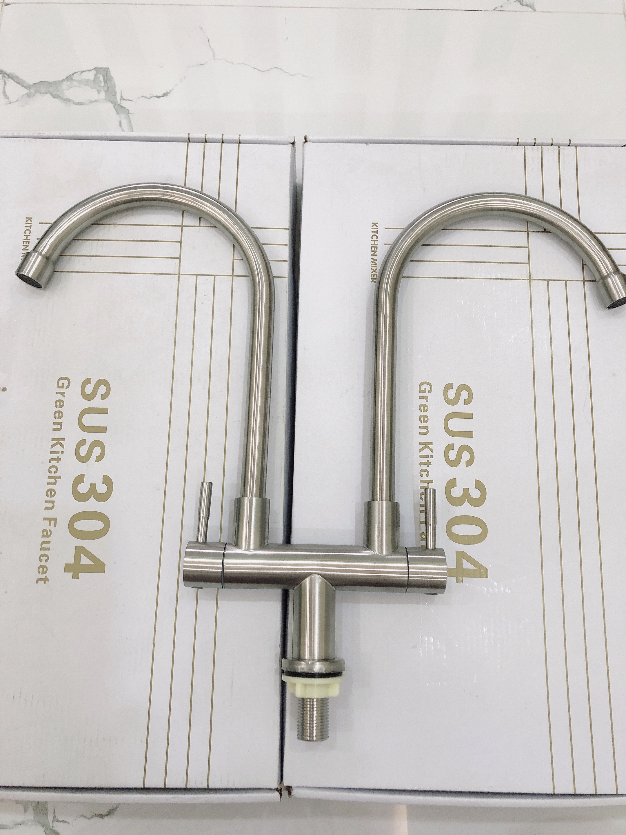 VÒI RỬA CHÉN LẠNH ĐÔI C1000-(Ống phi 18 inox 304 cao cấp)