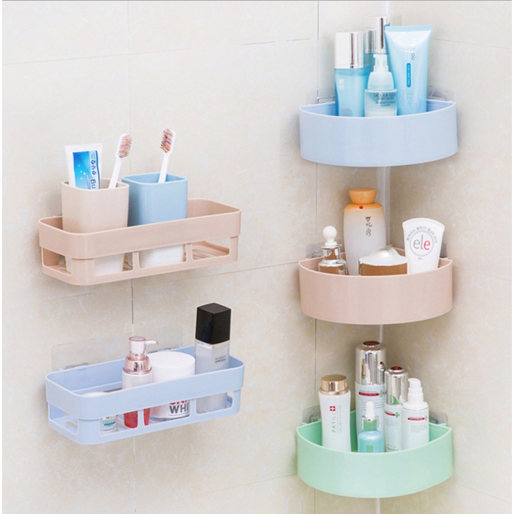 BỘ 2 KỆ DÁN ĐỰNG ĐỒ NHÀ TẮM, NHÀ BẾP
