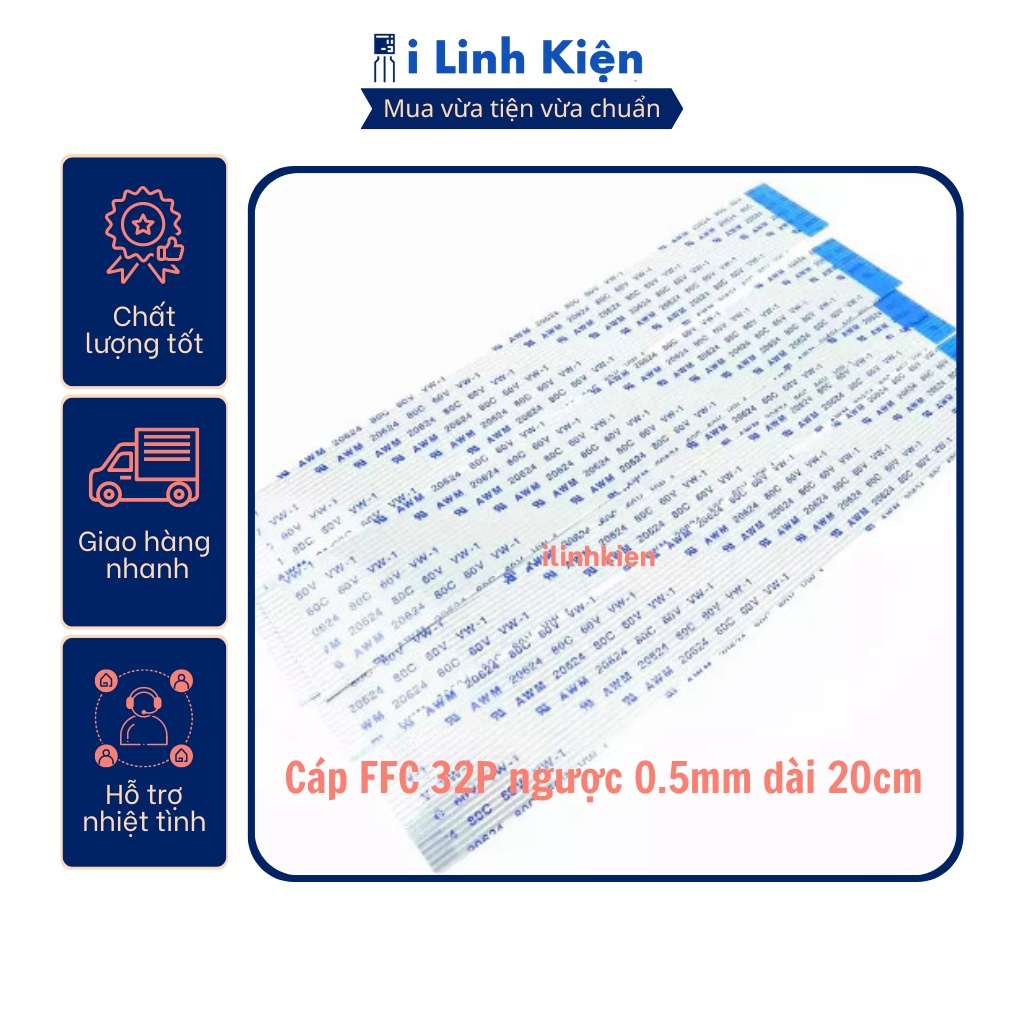 Cáp FFC 32P ngược 0.5mm dài 20cm loại 1