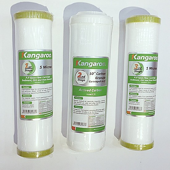 Combo 3 lõi lọc nước số 1,2,3 Kangaroo chính hãng