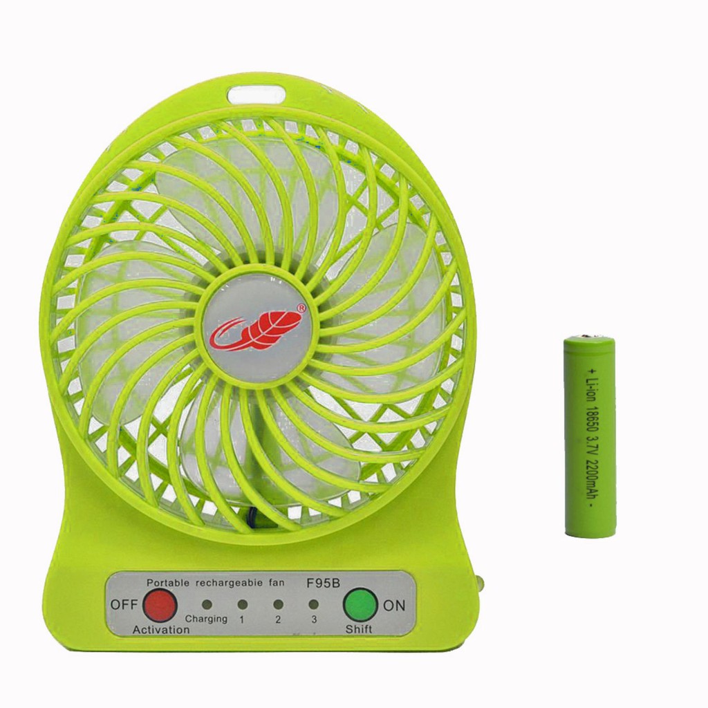 Quạt sạc pin 3 tốc độ tặng 1 pin sạc giao màu ngẫu nhiên