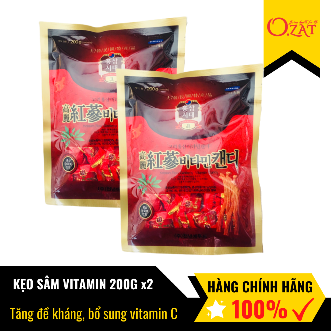 [HCM]Combo 2 gói kẹo sâm vitamin Hàn Quốc 200g