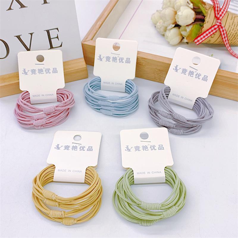 [HÀNG CÓ SẴN] Set 4 Dây Cột Tóc Cao Su Co Giãn Đính Nơ Đơn Giản Phong Cách Hàn Quốc