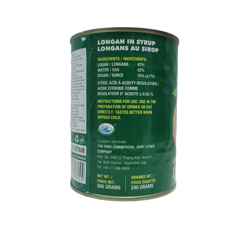 Long Nhãn nước đường lon thiếc 565gr