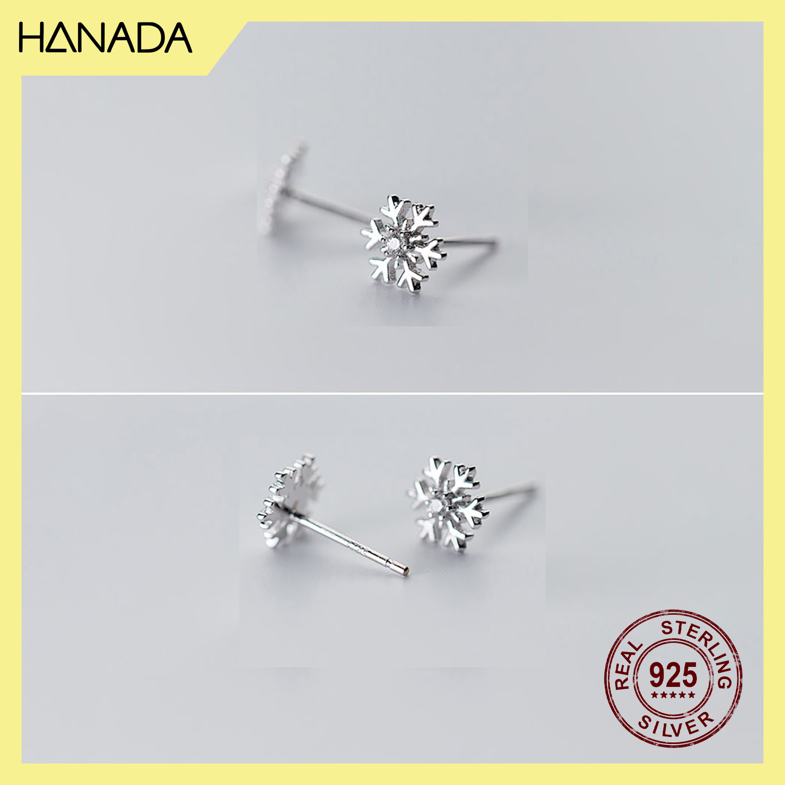[HCM] Bông Tai Bạc Hanada Hoa Tuyết E10 13