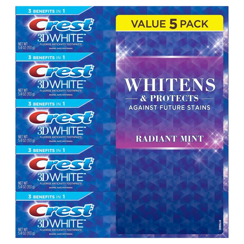 [ HÀNG MỸ - GIÁ TỐT ] 5 tuýt Kem Đánh Răng Crest 3d White Radiant Mint nhập khẩu