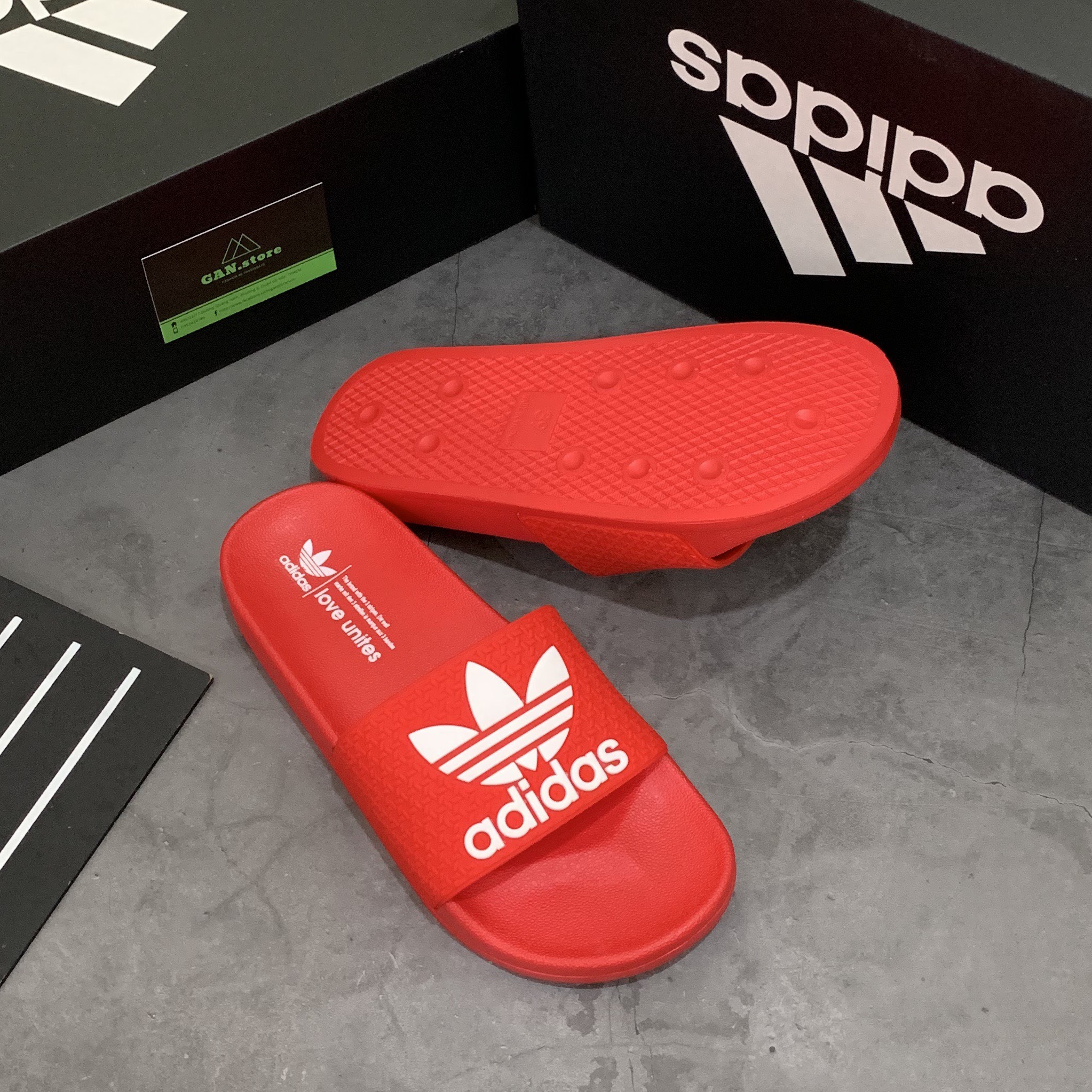 [HCM]DÉP ADIDAS ĐỎ ADILETTE BÁNH MÌ - DÉP FULL BOX HCM