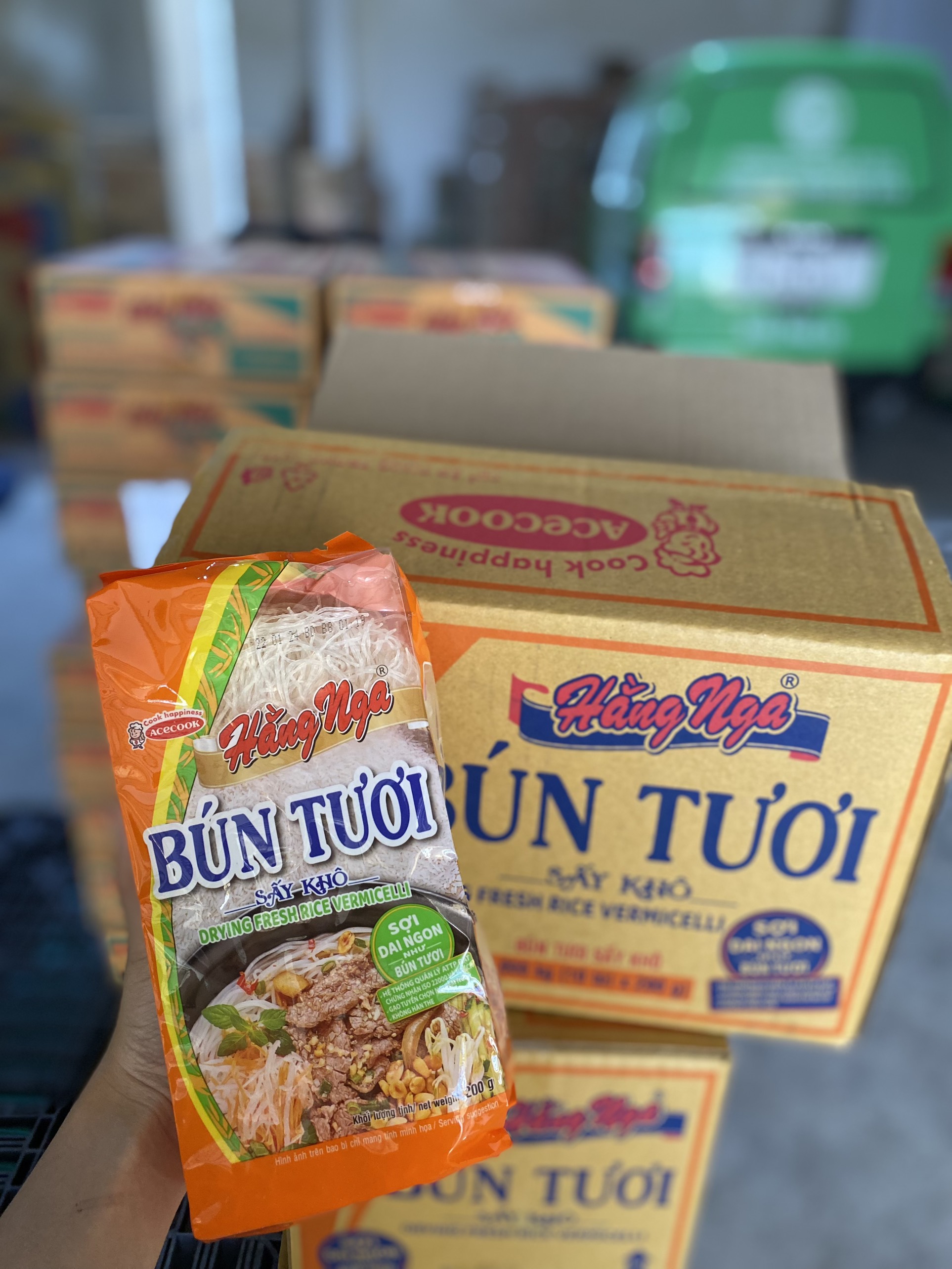 ( Thùng 10 gói ) Bún tươi sấy khô Hằng Nga gói 200g