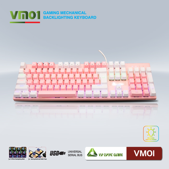 Bàn phím cơ VSP eSport Gaming VM01(HỒNG)