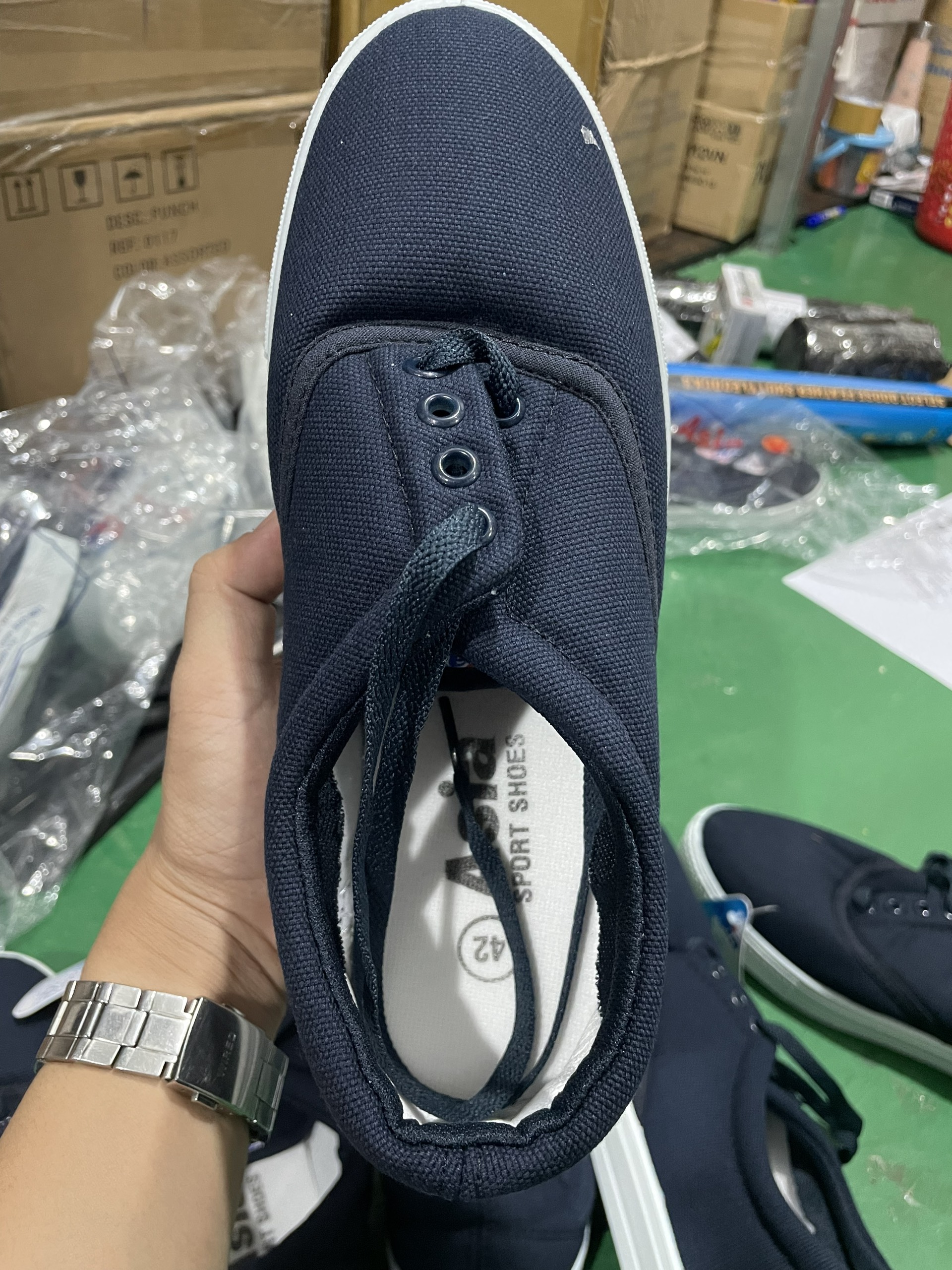 Giày Vải Bata Asia Có Cột Dây Màu Xanh