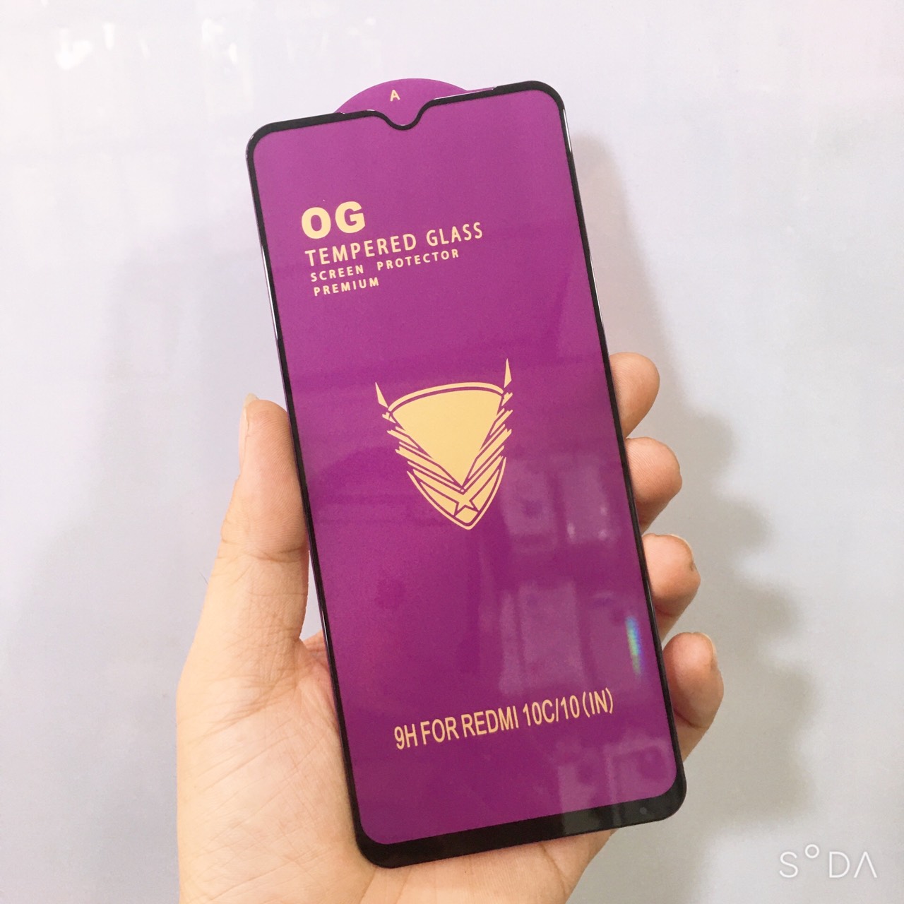 Cường lực Xiaomi Redmi 10C/ 12C full màn hình hiệu OG tím, viền mỏng, hàng chuẩn