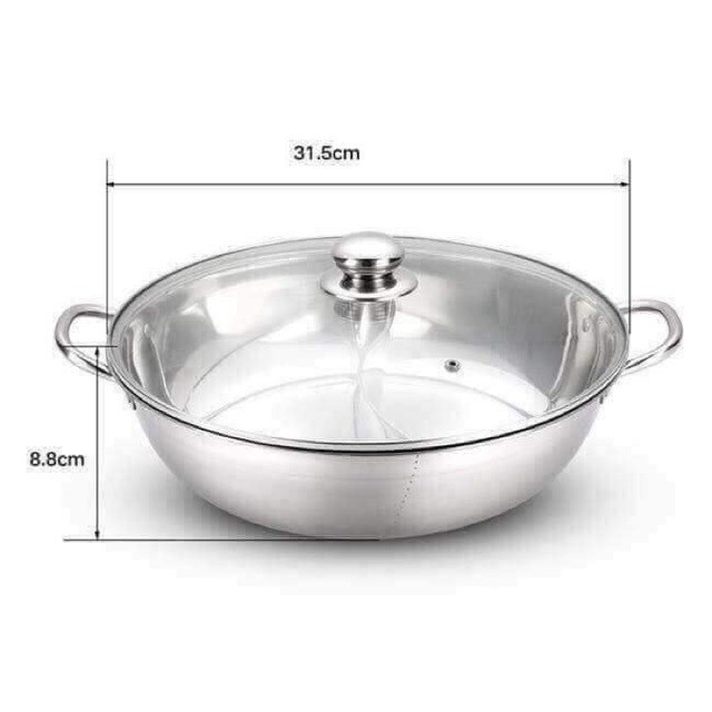 [HÀNG XỊN] Nồi Lẩu Inox 2 Ngăn Đa Năng 30cm Dùng Được Các Loại Bếp– Đồ Dùng Nhà Bếp – Nhà Cửa & Đời Sống - Nồi Nấu Đa Năng Chưng Hấp Thực Phẩm Chất Liệu