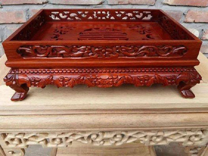 Khay trà rồng trầu gỗ hương cao cấp sang trọng cỡ 38x28,khay trà cafe sang trọng gỗ hương