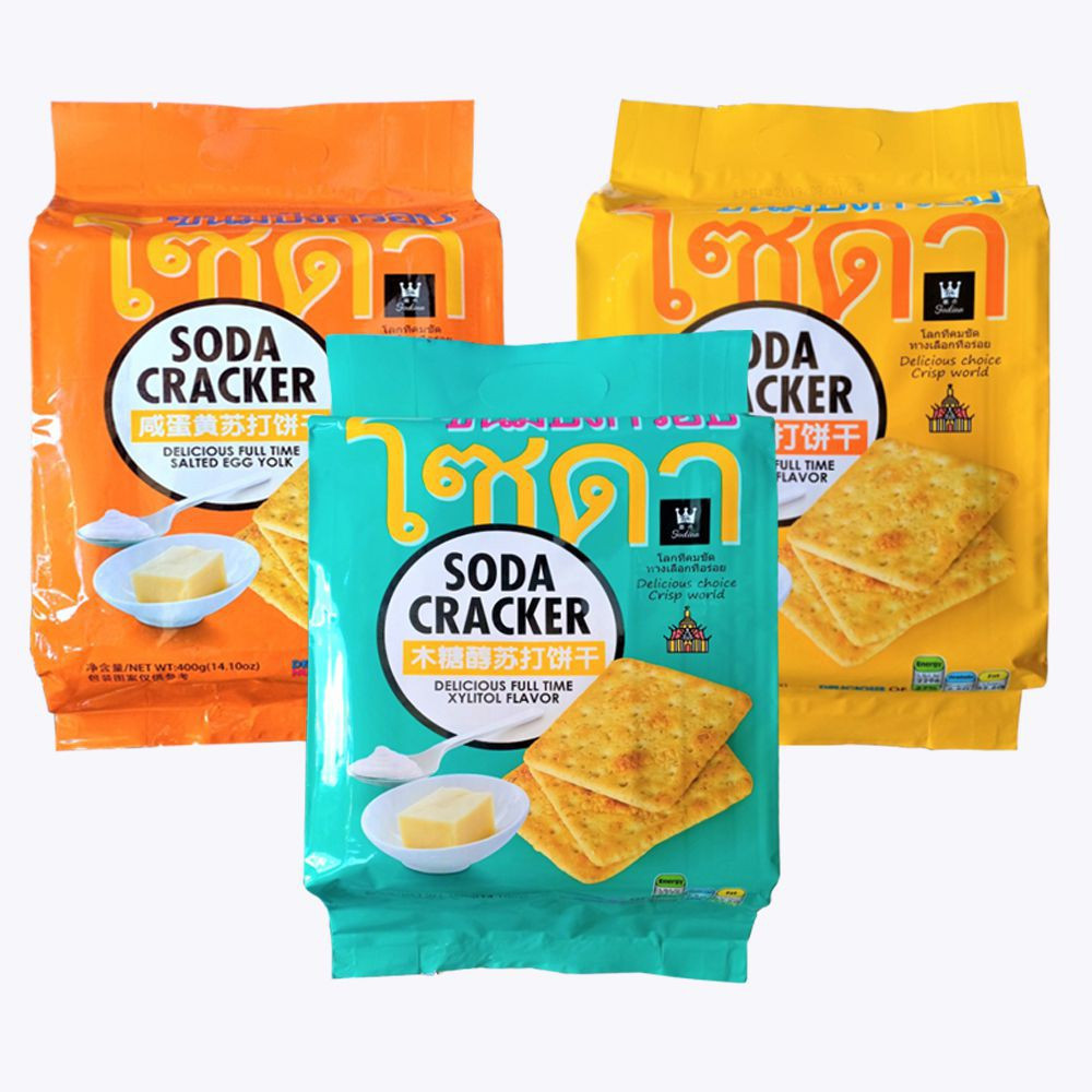 Bánh quy lạt Soda Cracker ăn kiêng healthy Thái Lan 400g có 3 vị