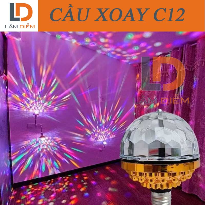 Đèn led sân khấu cầu xoay nhiều màu xoay tự động c1 - c12