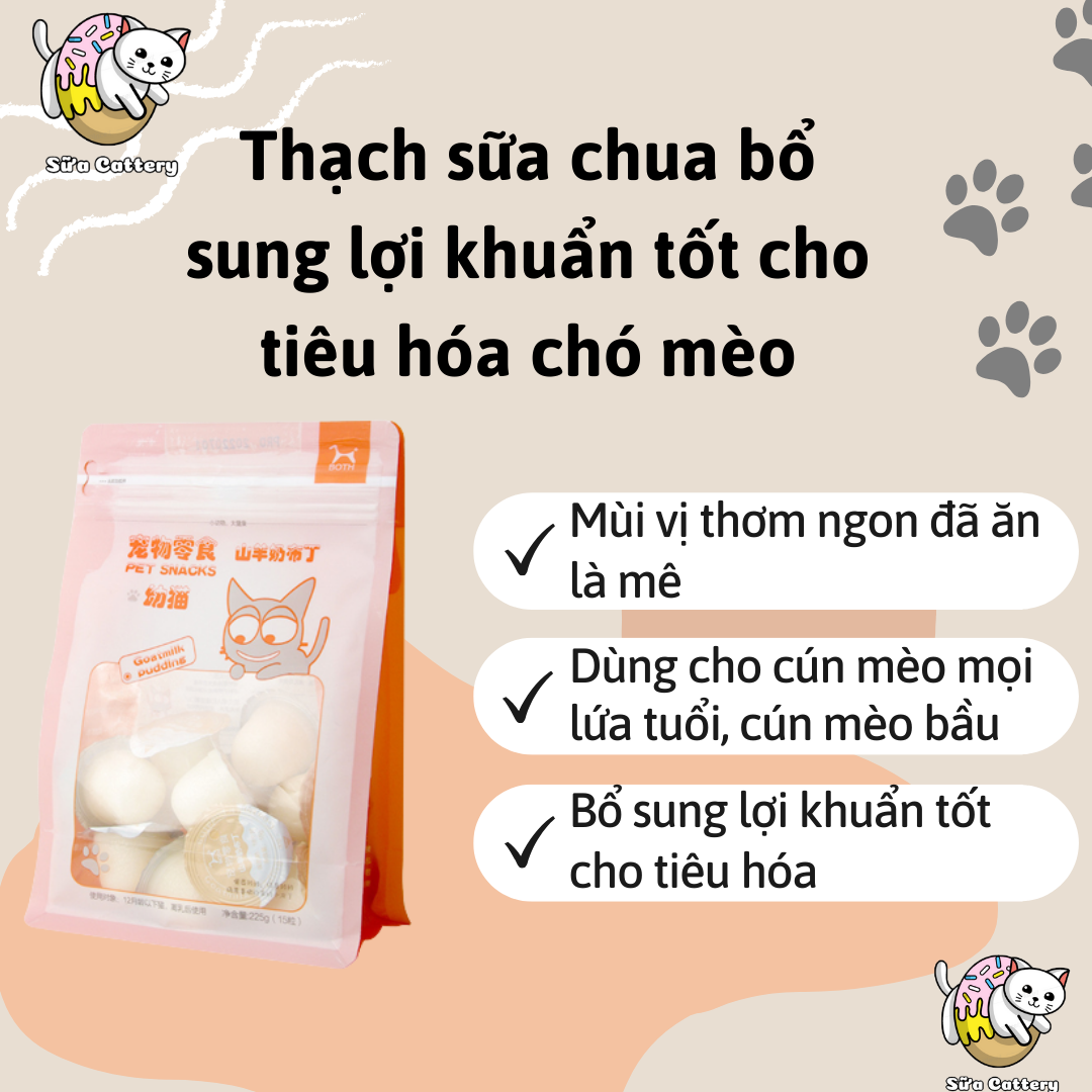 Thạch pudding sữa dê dùng được cho chó mèo con và chó mèo lớn