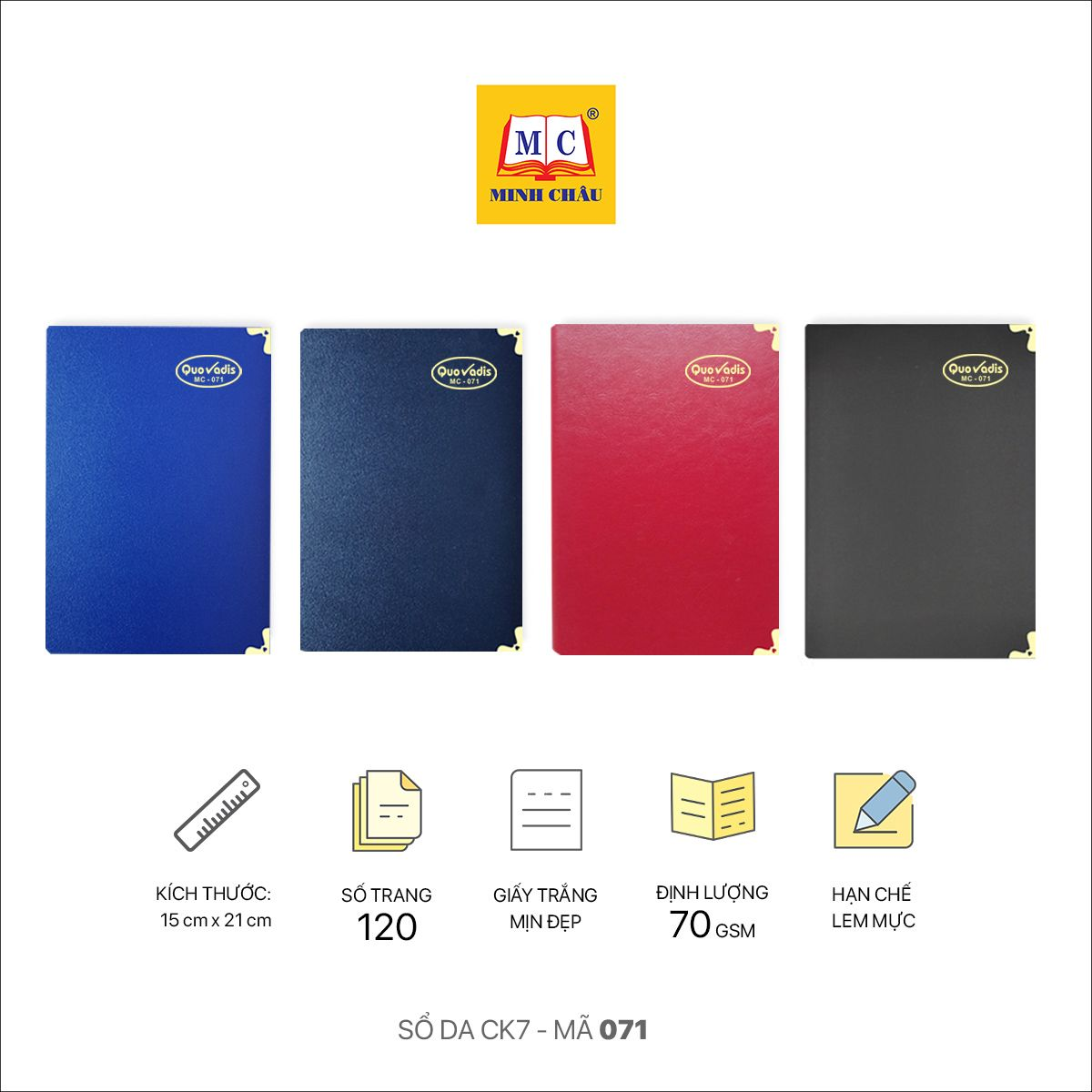 Sổ Da Minh Châu CK7 Nẹp góc đồng, cứng cáp, chắc chắn