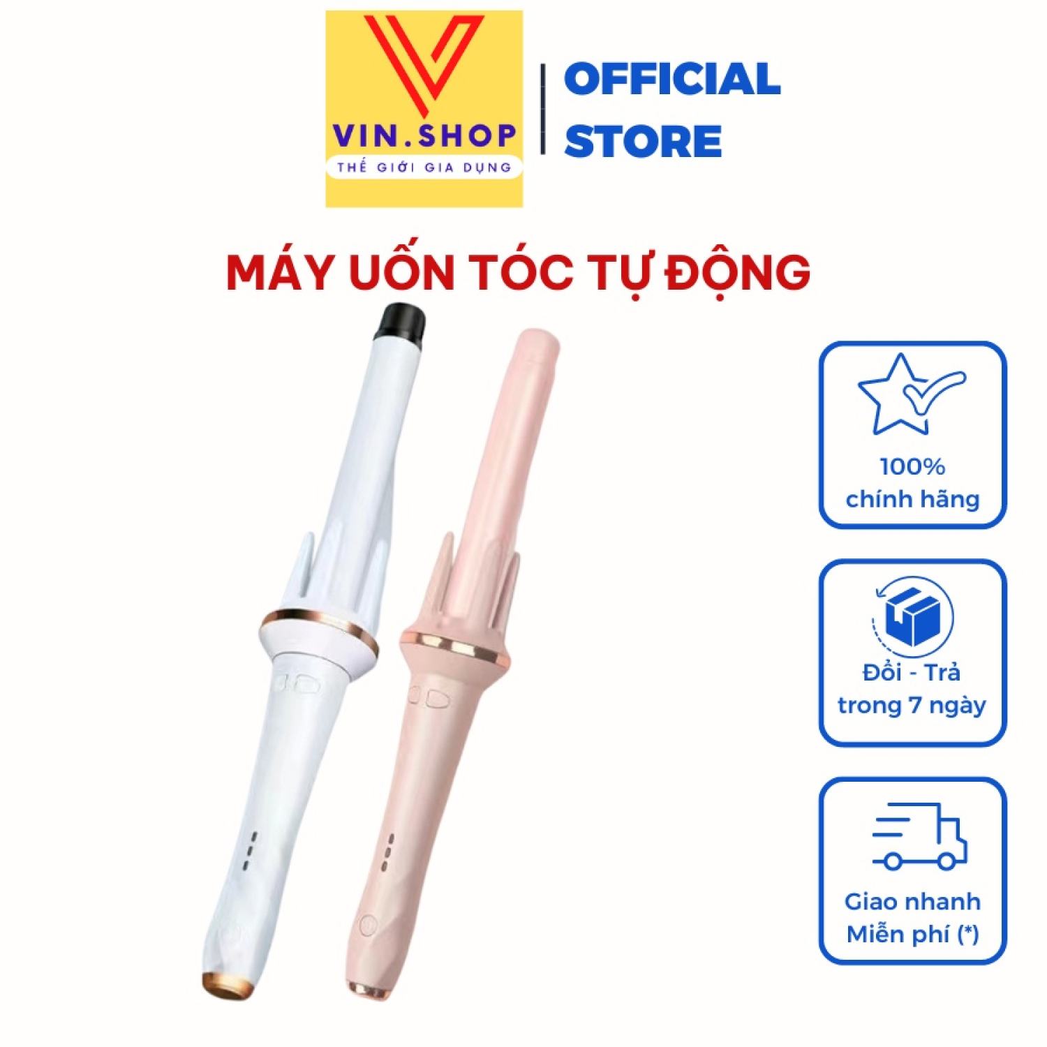 Máy uốn tóc tự động chất liệu gốm sứ 32cm 3 mức nhiệt cao cấp, bảo hành 12 tháng