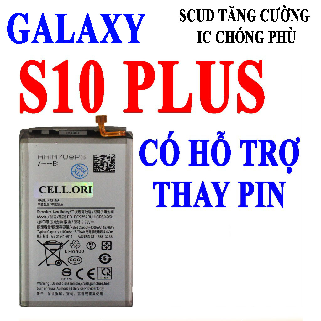 Pin Scud cho Samsung Galaxy S10 Plus EB-BG975ABU 4100mAh (Trắng)
