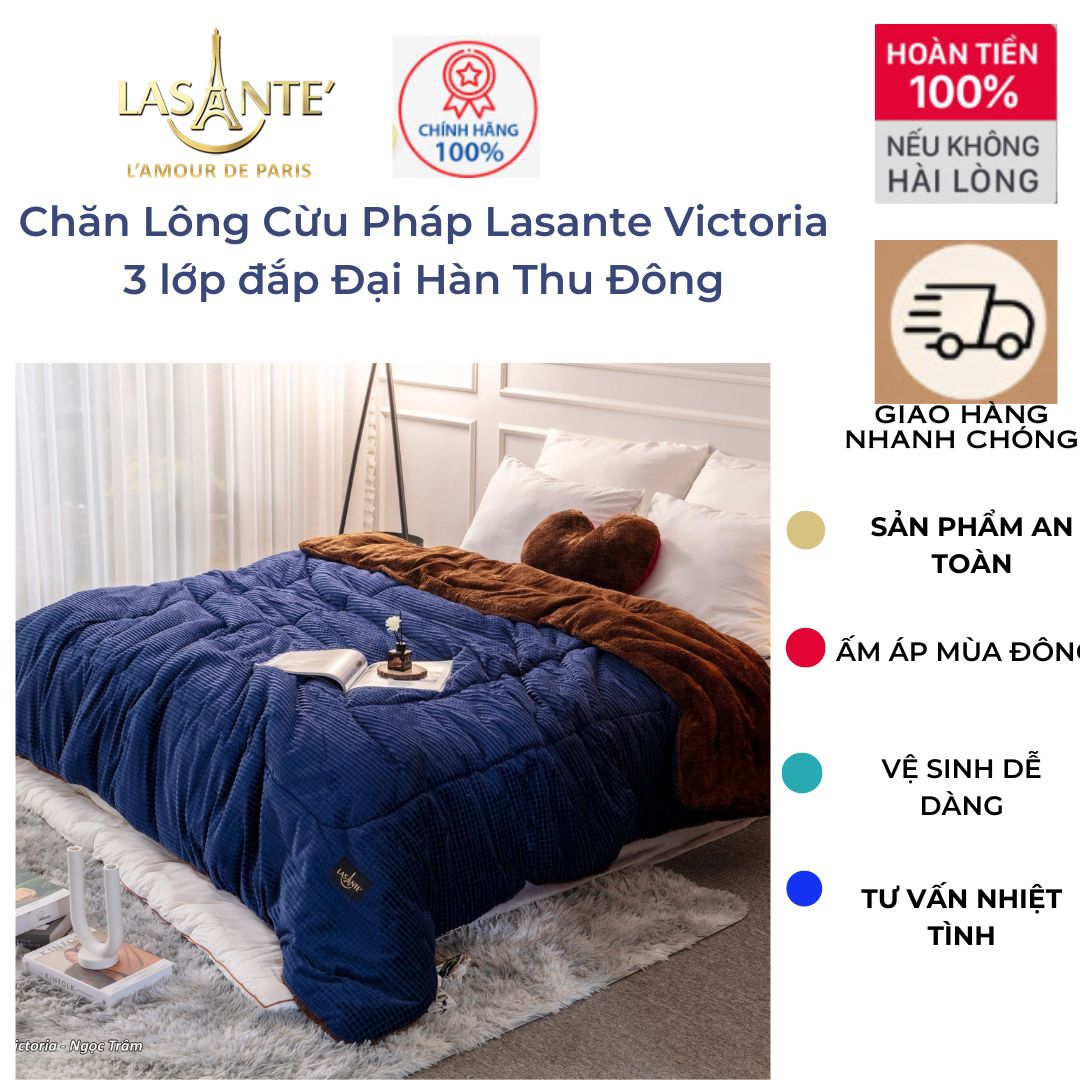 Chăn lông cừu  Lasante dòng victoria ấm mùa đông , họa tiết vân nổi