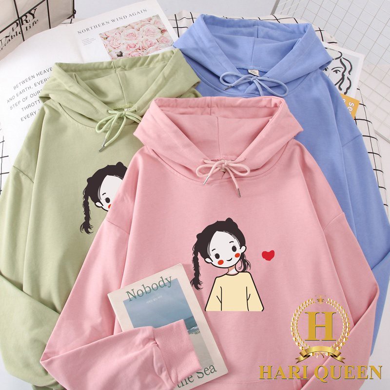 Áo hoodie cô gái kết tóc tim hari0121