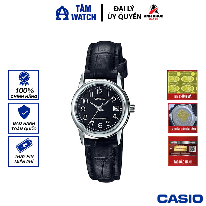 Đồng hồ nữ dây da Casio Standard chính hãng Anh Khuê LTP-V002 Series (25mm)